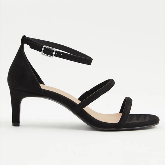 TORRID Black Faux Suede Strappy Set Back Heel Size 10 - Picture 4 of 13